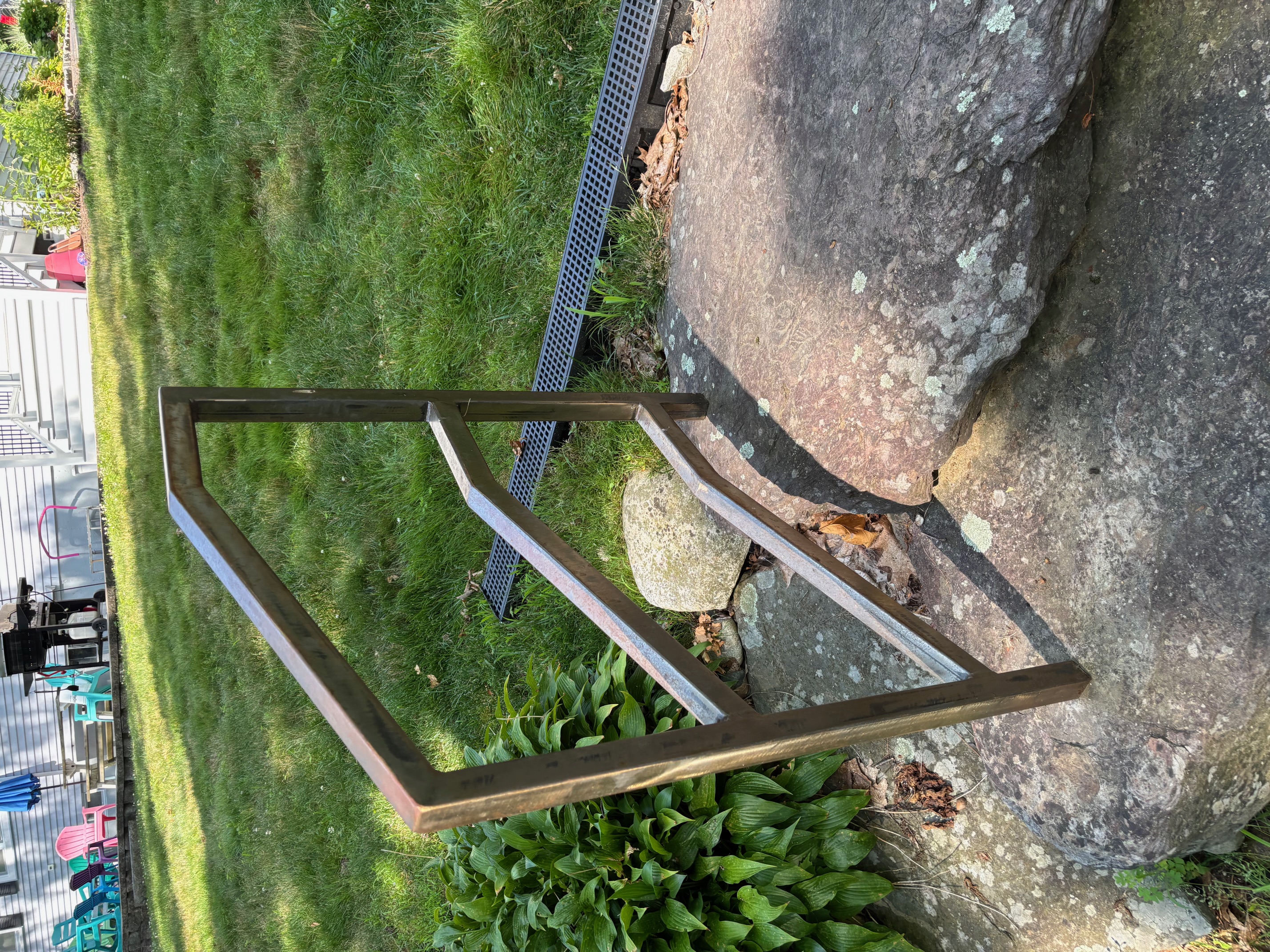 Raw steel welded railing fabricated by Bradford Welding